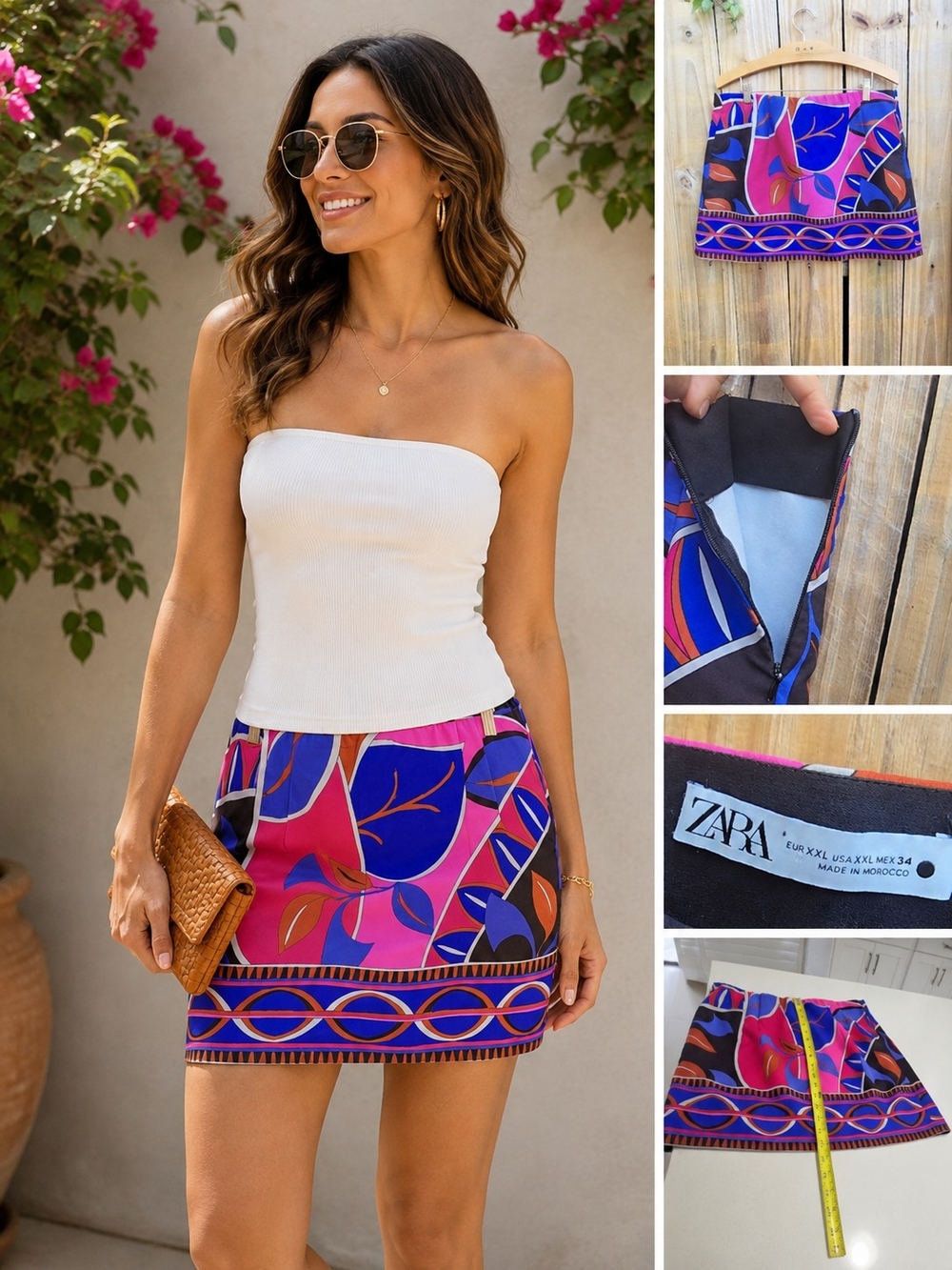ZARA Colorful Printed Mini Skirt XXL